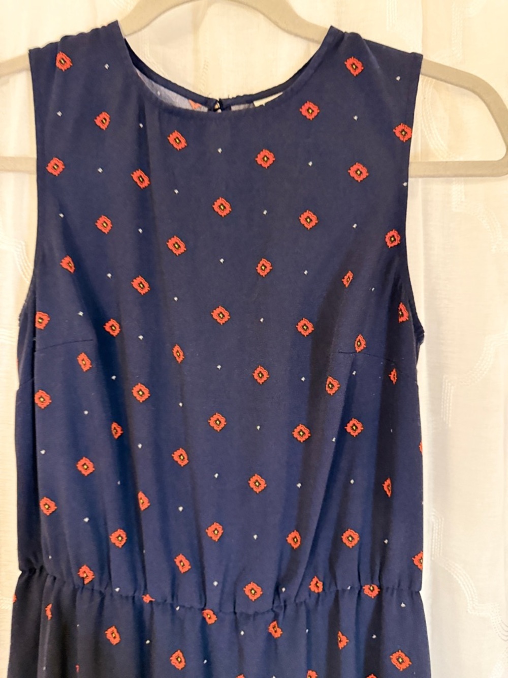 A New Day Navy Midi Dress | XS | Red Geo Print Sleeveless Dress Diamond 💎 - Picture 10 of 16